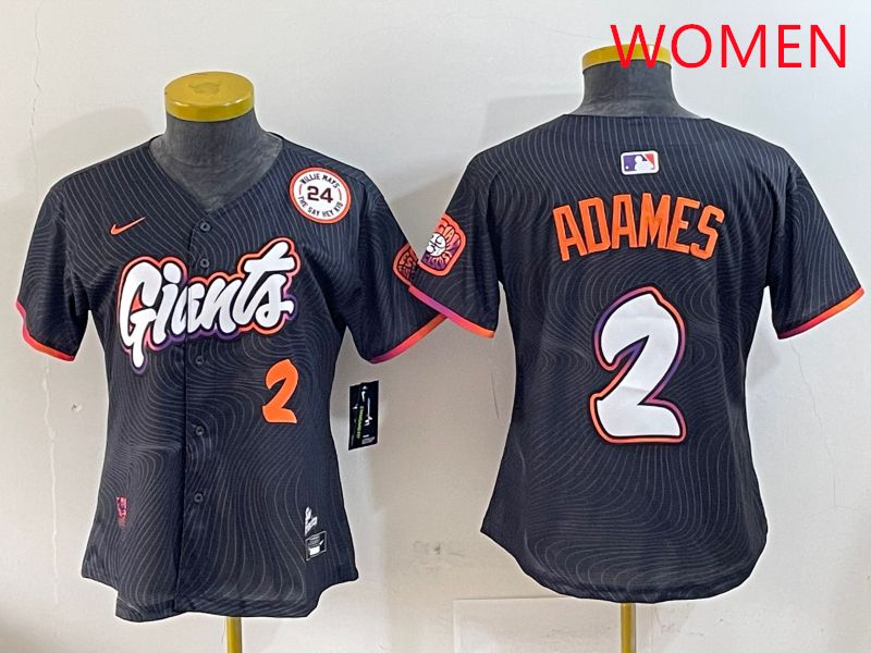 Women San Francisco Giants 2 Adames Black Joint Name Nike 2025 MLB Jersey style 6
